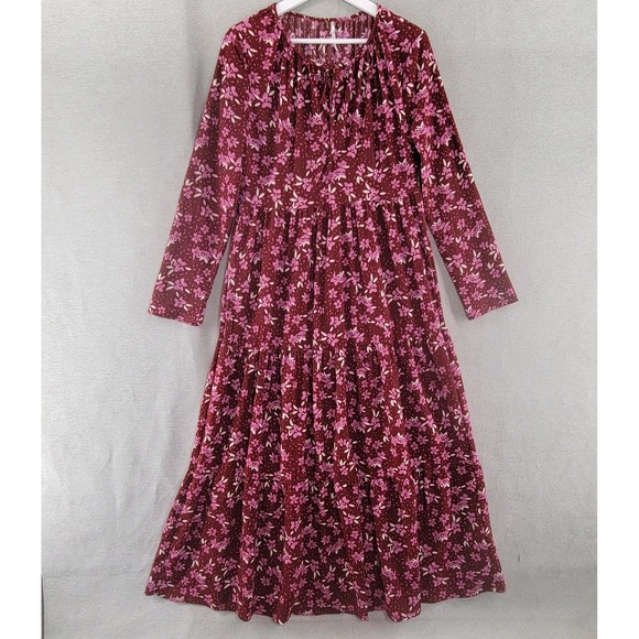 Free People Dresses & Skirts - Free People Womens Dress Tiers Of Joy Burgundy Floral Maxi Size Large Prairie